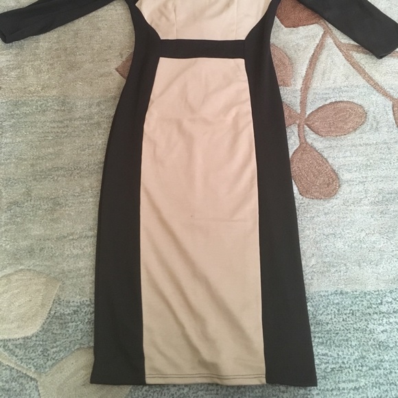 Black and Tan Bodycon Sheath Dress - Picture 2 of 6